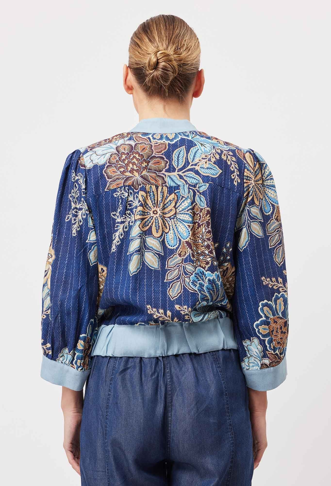 OnceWas Flores Linen Viscose Contrast Detail Bomber