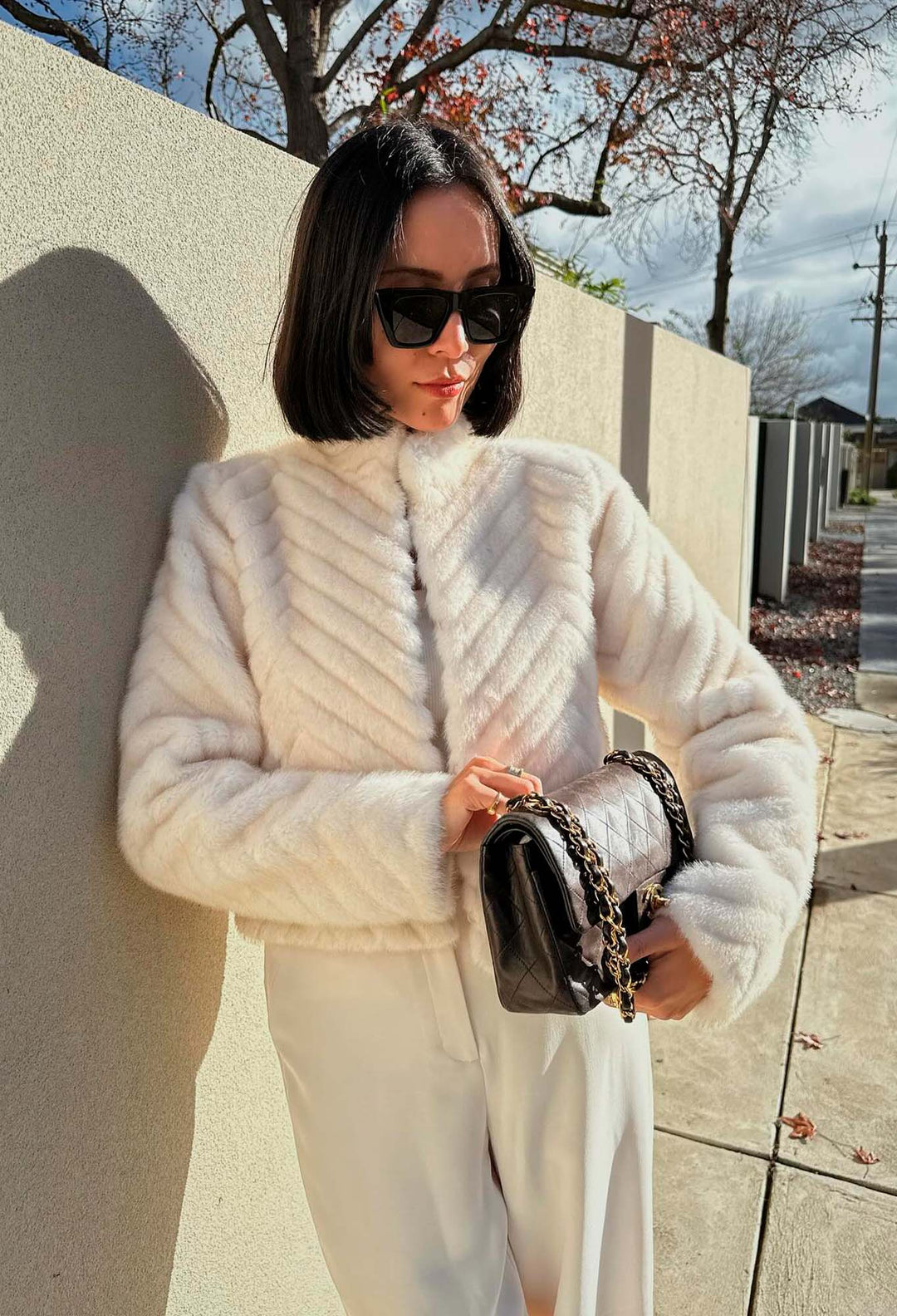 Altair Faux Fur Jacket in Porcelain