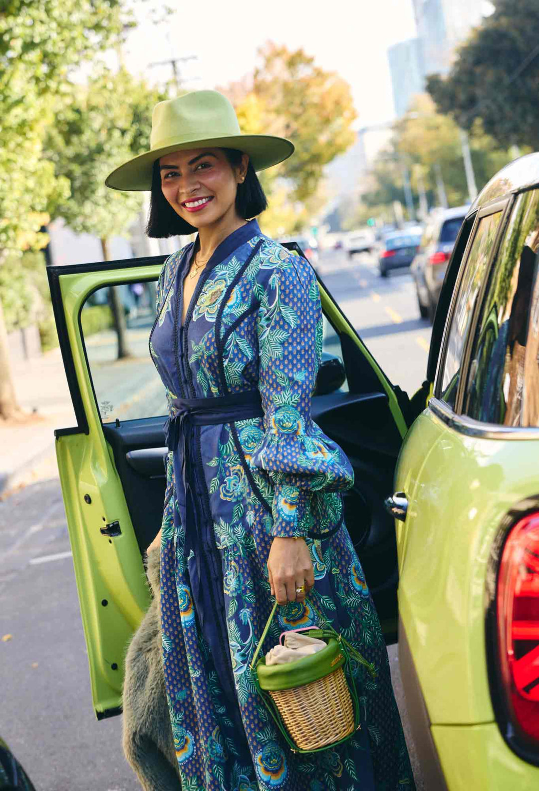 Esmeralda Viscose Dobby Midi Dress in Mariposa Zafiro