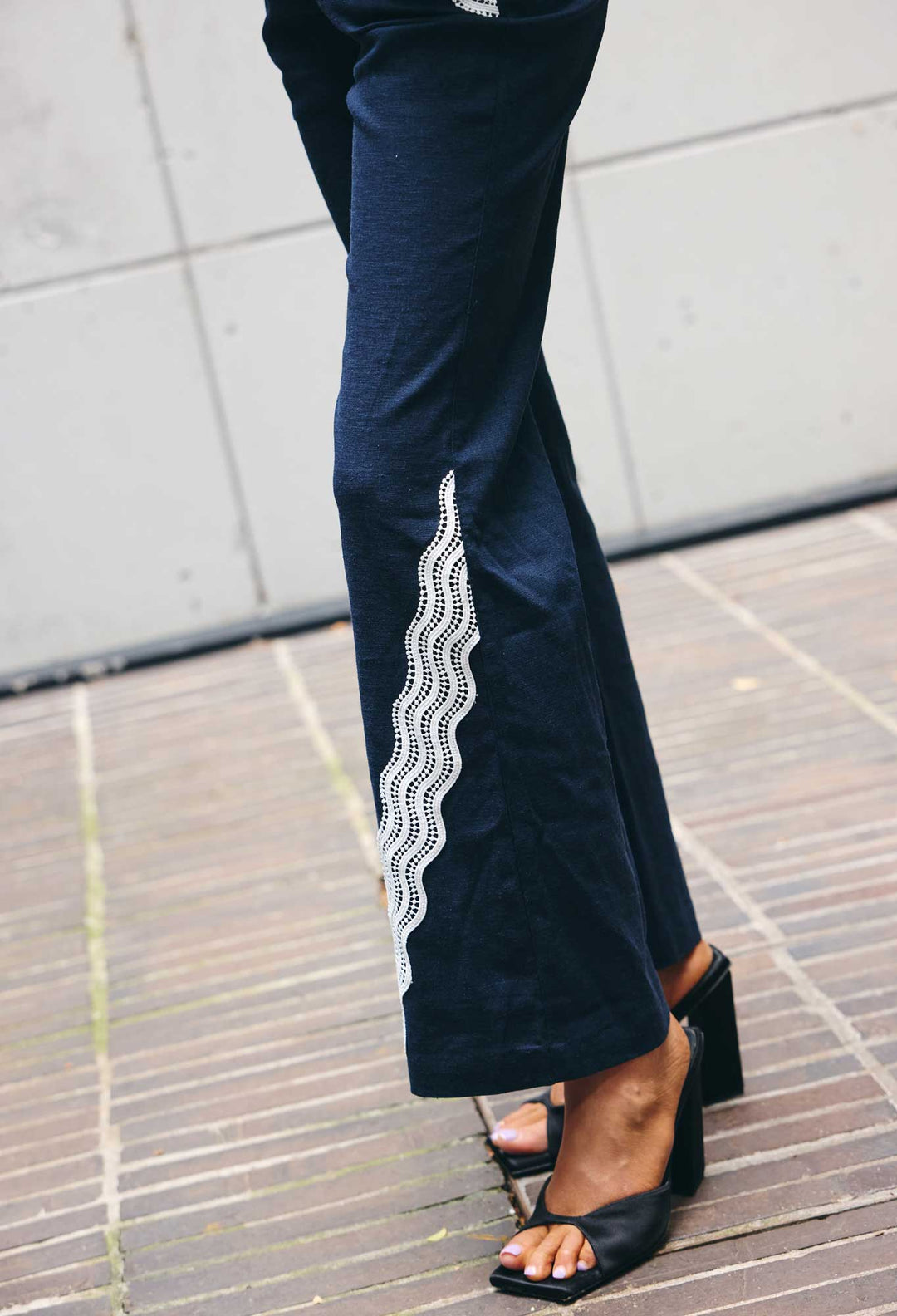 OnceWas Leandro Linen Viscose Stretch Pant in Night Sky