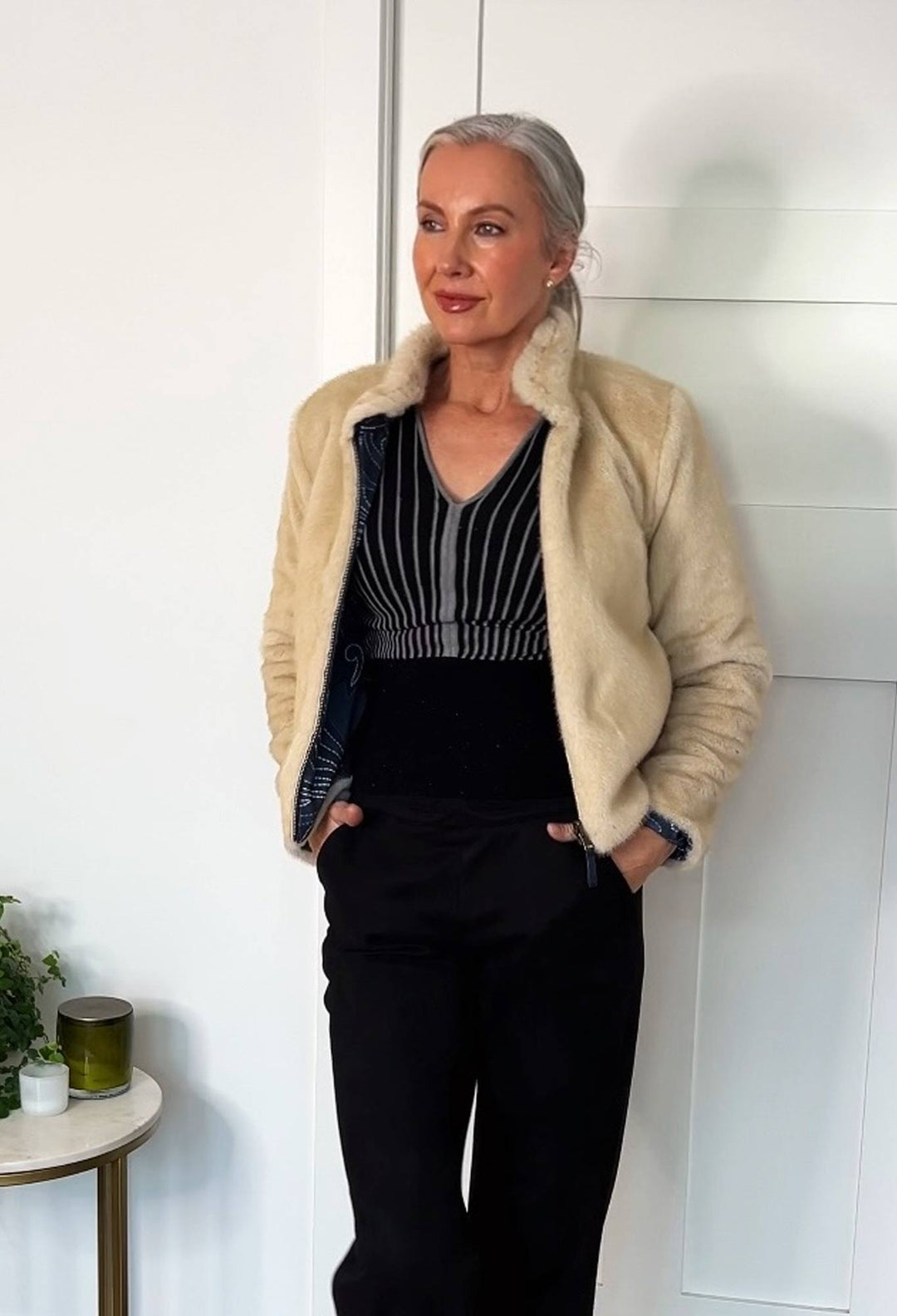 Rylie Reversible Faux Fur Jacket in Altamira & Blanca