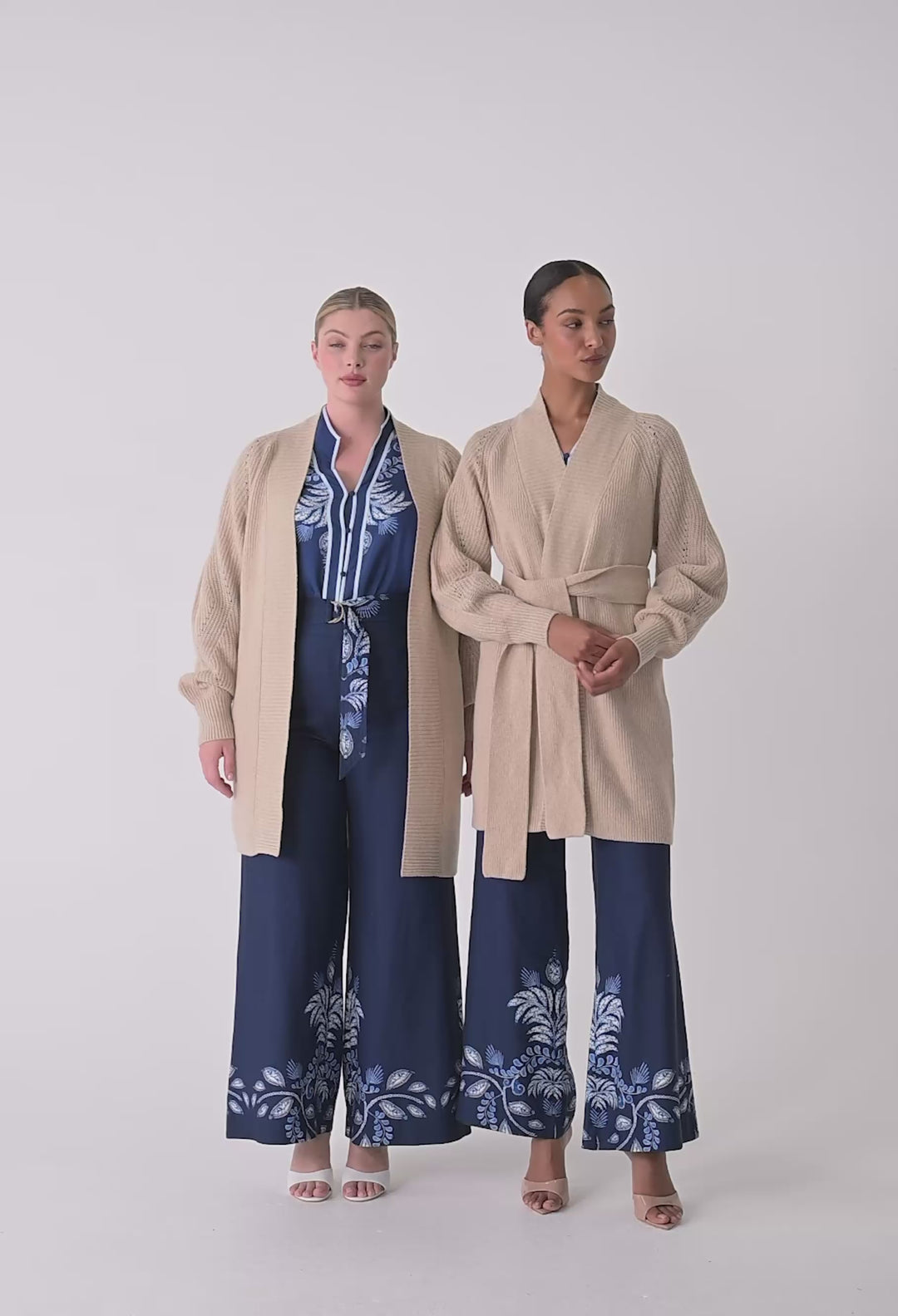 Isolda Merino Wool Belted Wrap Knit Cardigan in Bourbon