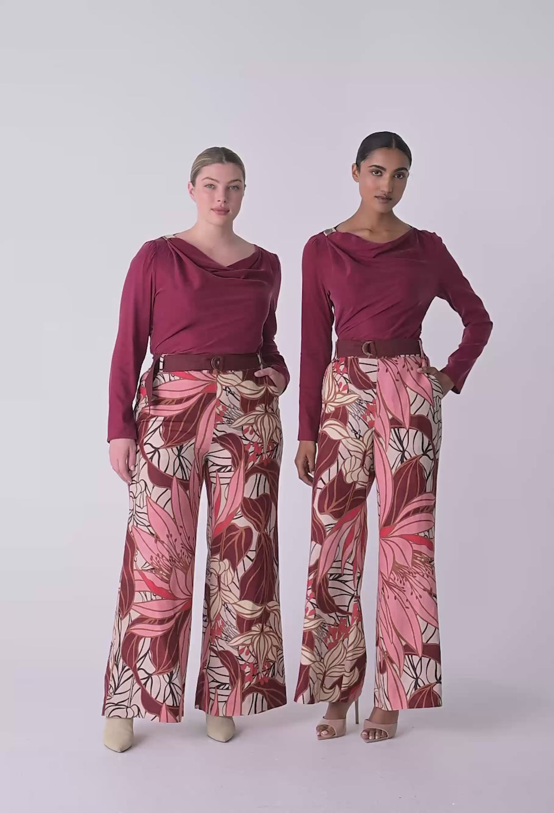 Serene Gold Detail Cupro Viscose Stretch Top in Ruby