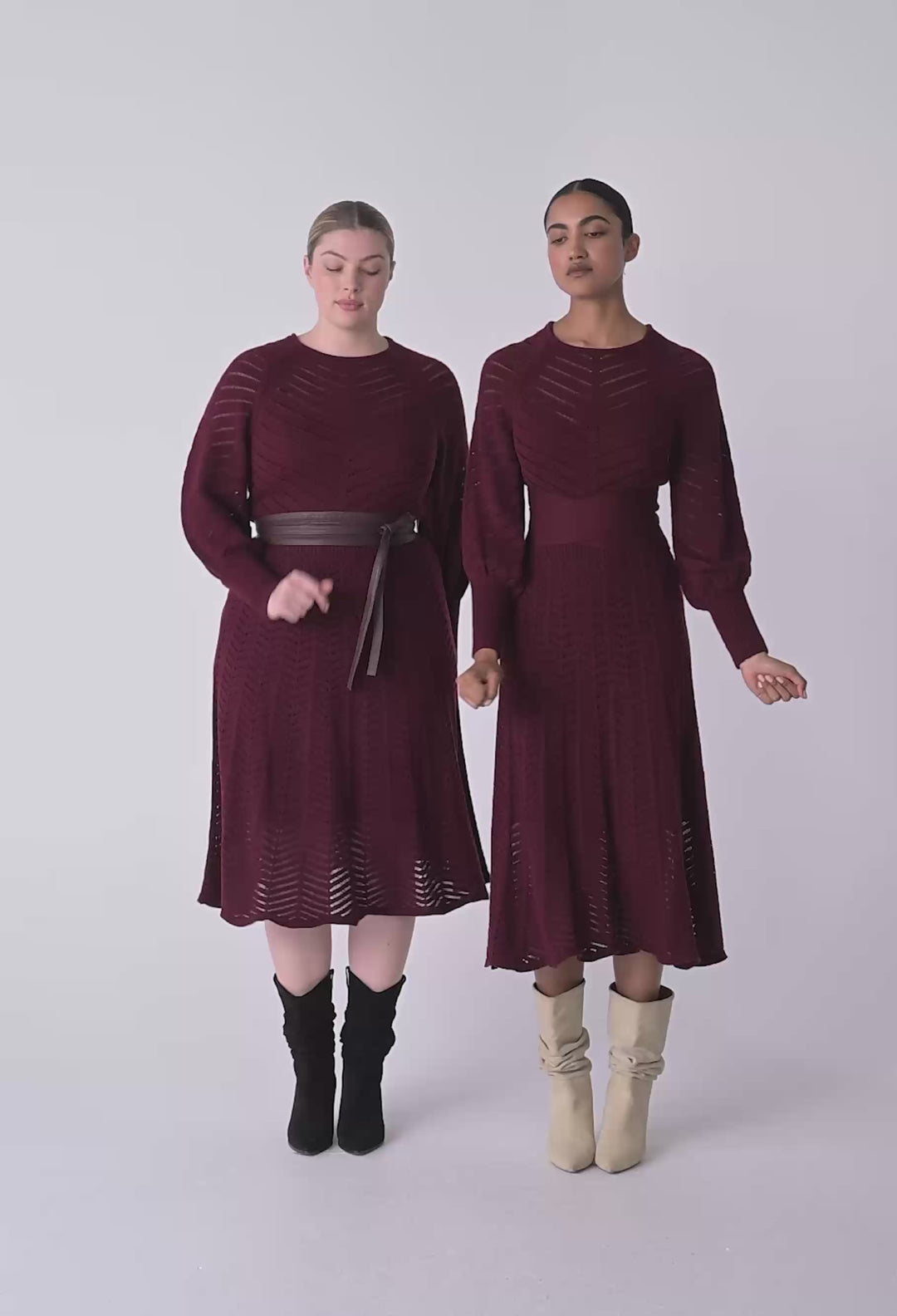 OnceWas Mirelle Wool Blend Knit Dress in Bordeaux