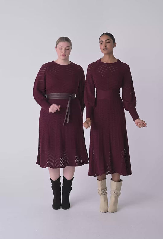 OnceWas Mirelle Wool Blend Knit Dress in Bordeaux