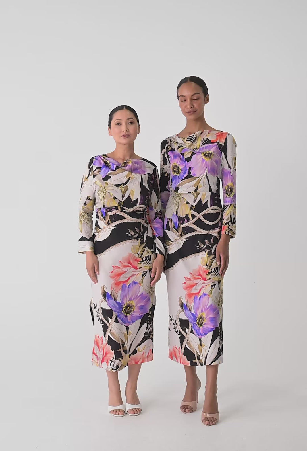 OnceWas PETITE Jayden Cupro Viscose Stretch Dress in Tangled Blossom