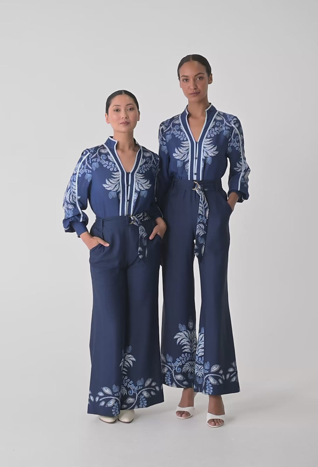 OnceWas PETITE Asher Linen Viscose Shirt in Moonlit Batik