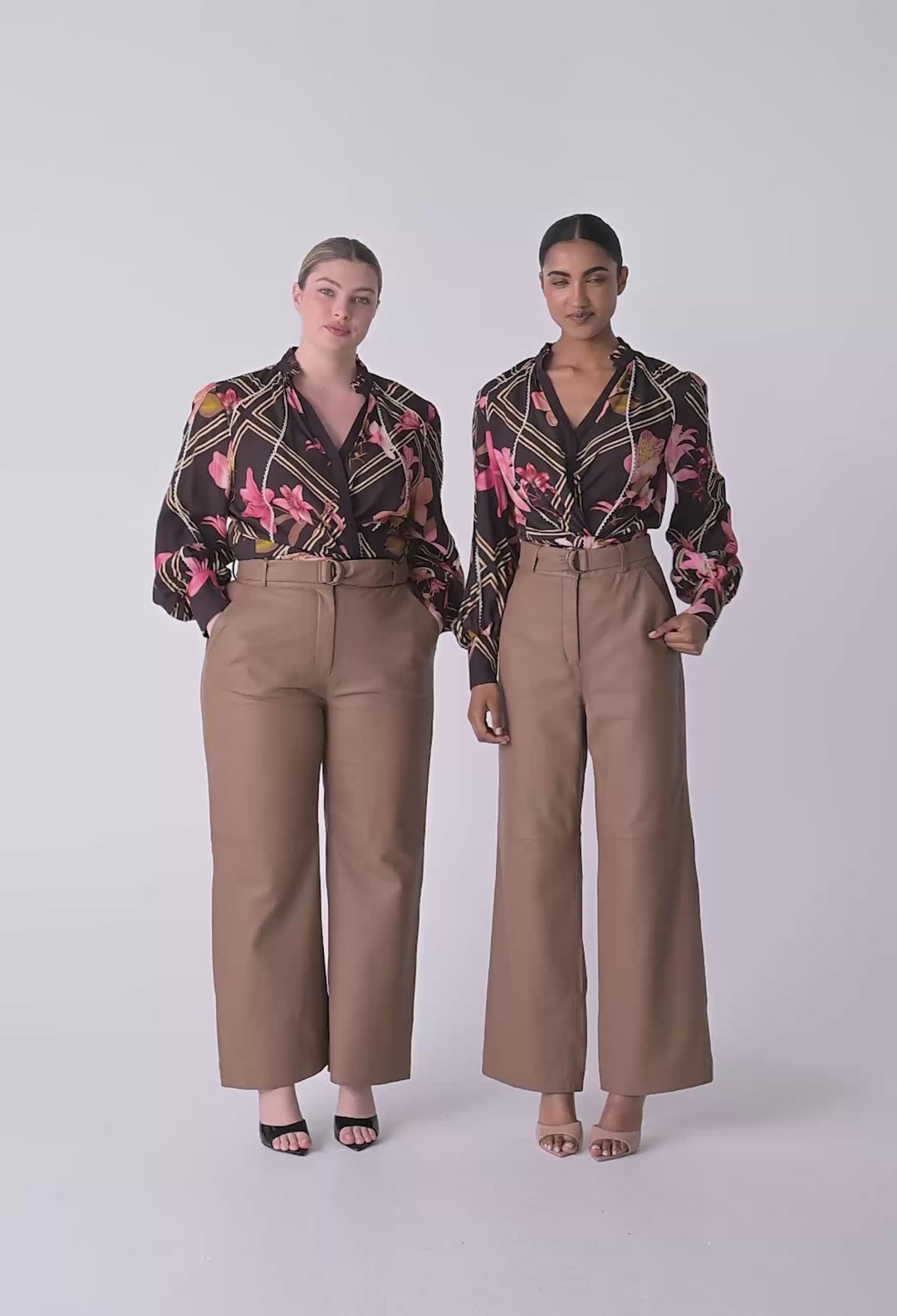 Illusion Viscose Blend Printed Blouse in Obsidian Bloom