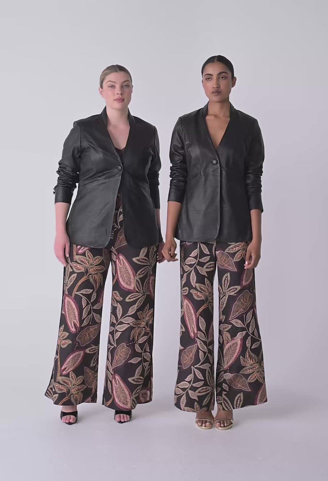 OnceWas Calypso Genuine Leather Panelled Blazer in Black