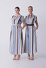 OnceWas Cattleya Linen Viscose Smock Maxi Dress in Iridescent Stripe
