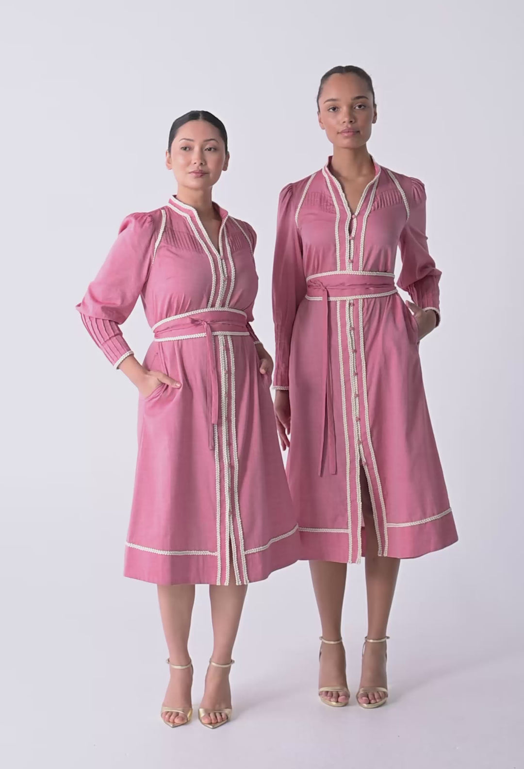 UNDER 5'4 Isla Cotton Chambray Dress in Blush Chambray