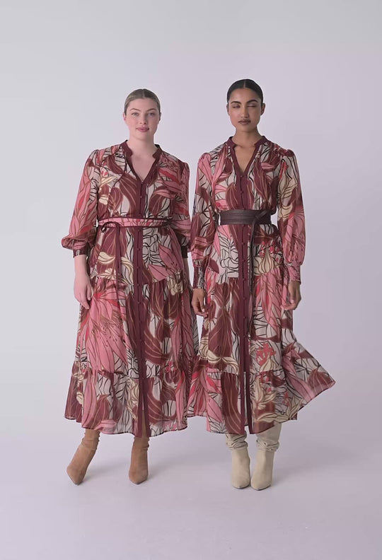 Liliana Cotton Silk Printed Maxi Dress in Cathedral Botanic