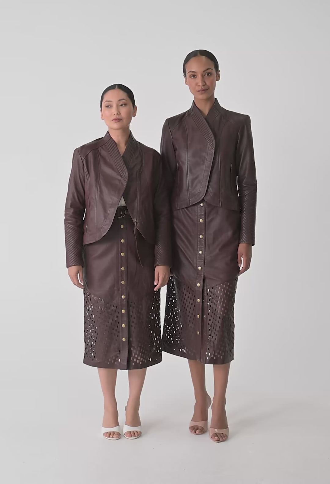 OnceWas PETITE Acer Leather Shawl Collar Detail Jacket in Oxblood