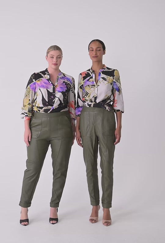 OnceWas Harley ViscoseI Faille Shirt in Tangled Blossom