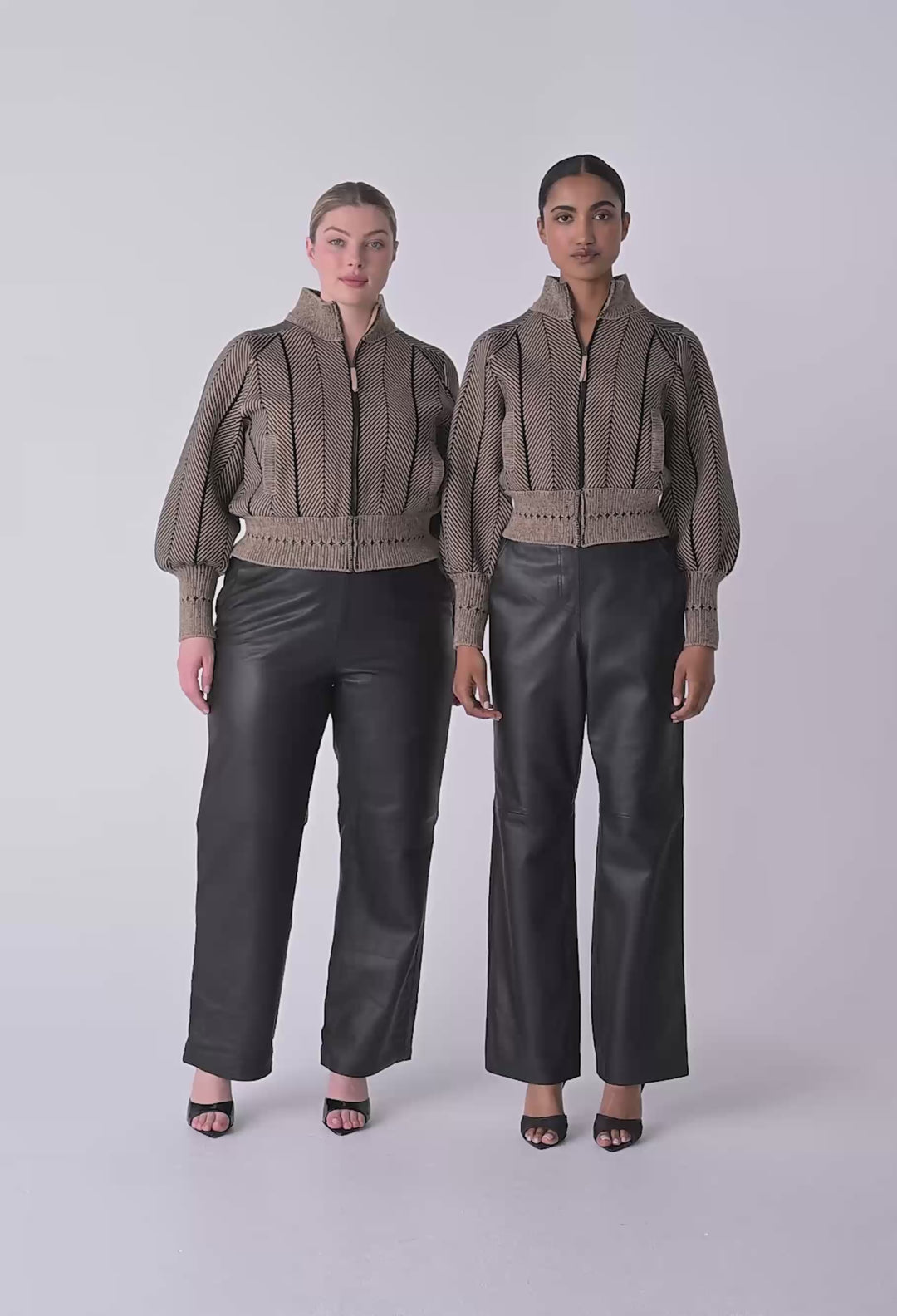 Joan Genuine Leather Elasticated Waist Straight Pant in Black