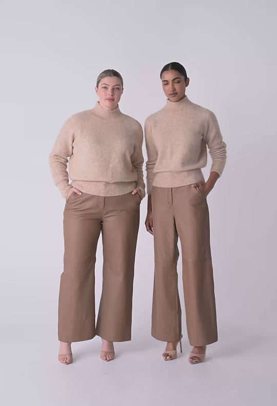 Savanna Alpaca Wool Blend Fluffy Sweater in Almond