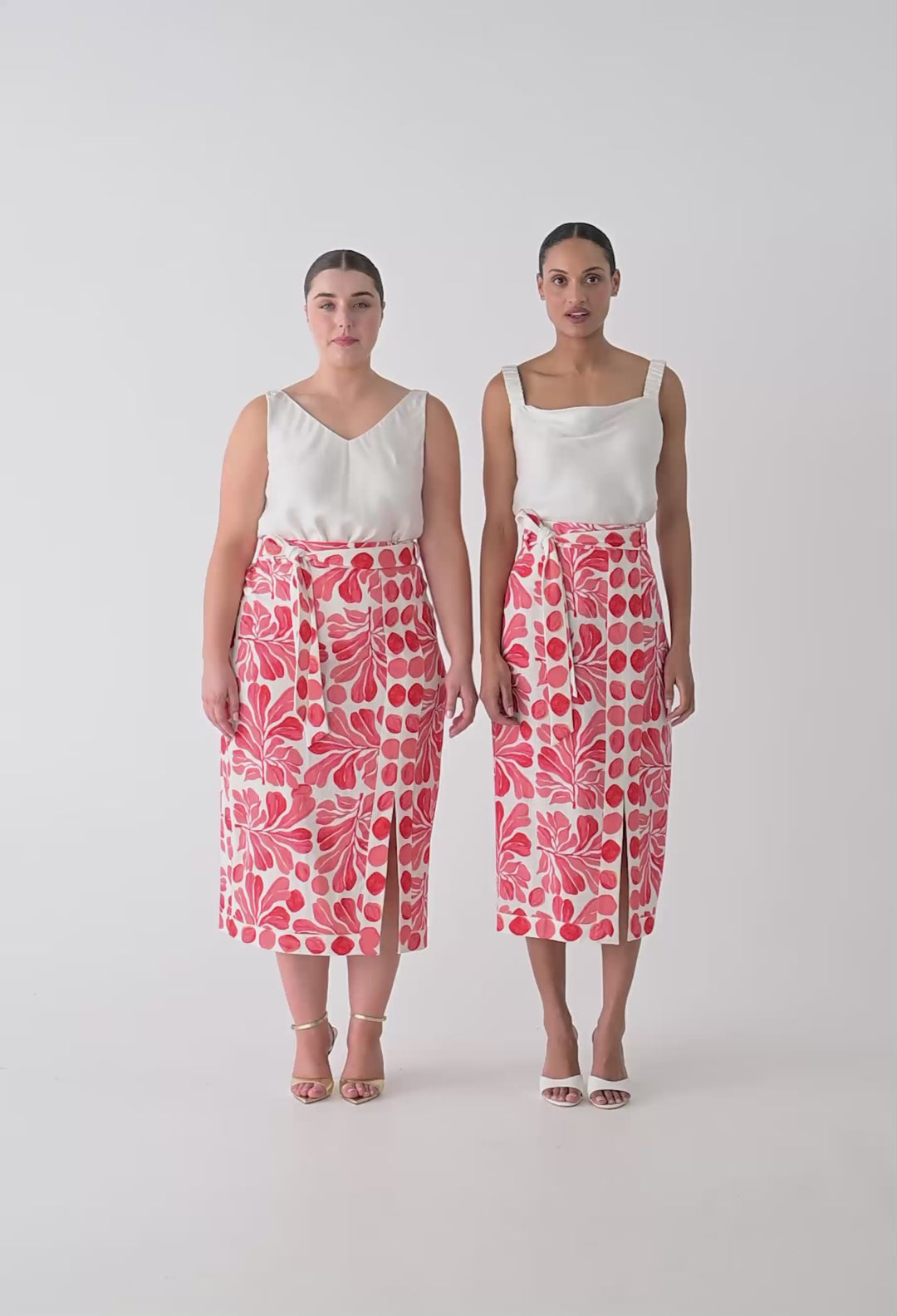 Zenobia Contrast Trim Viscose Linen Midi Skirt in Soleil Pavilion