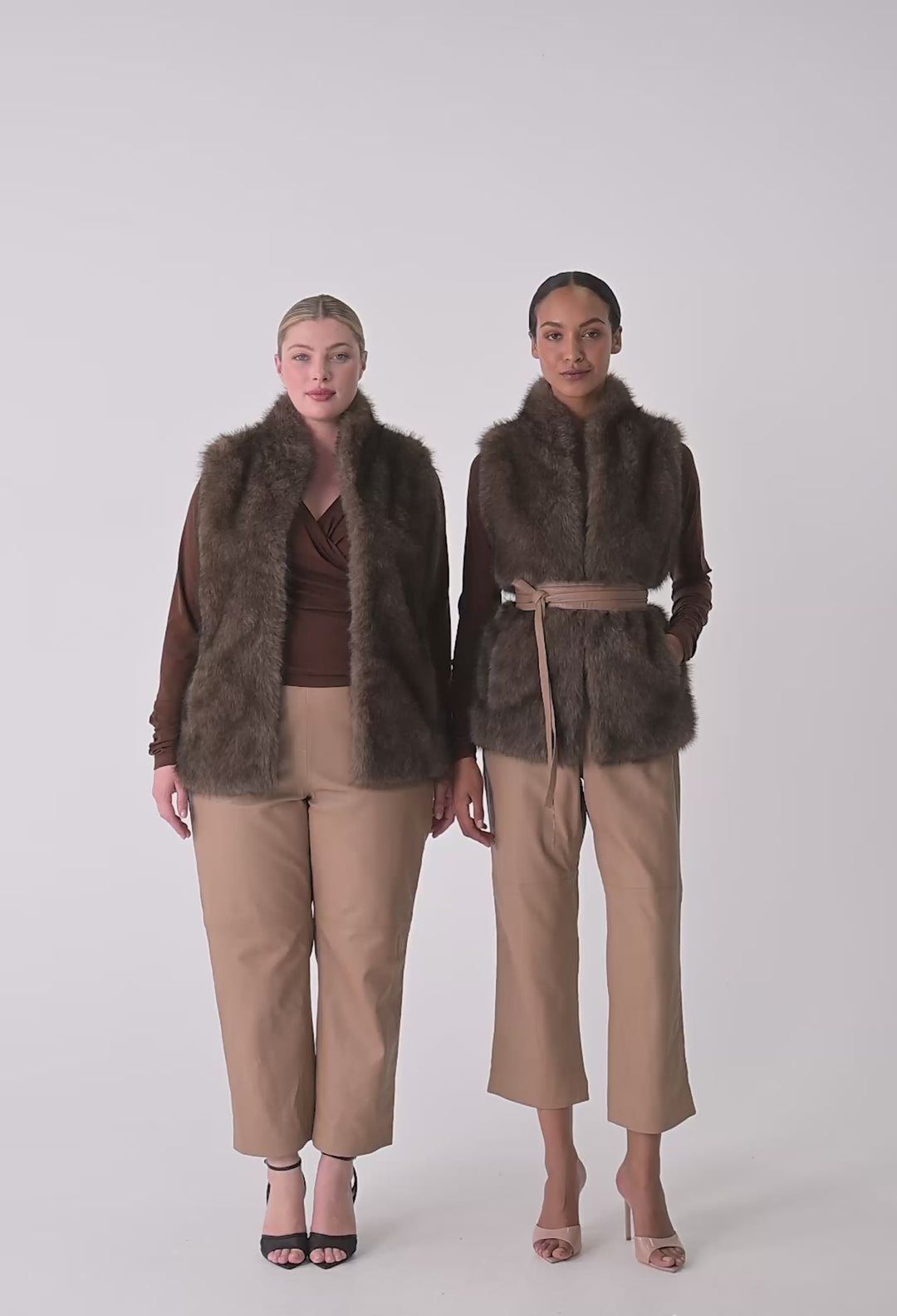 OnceWas Hazel Faux Fur Vest in Walnut