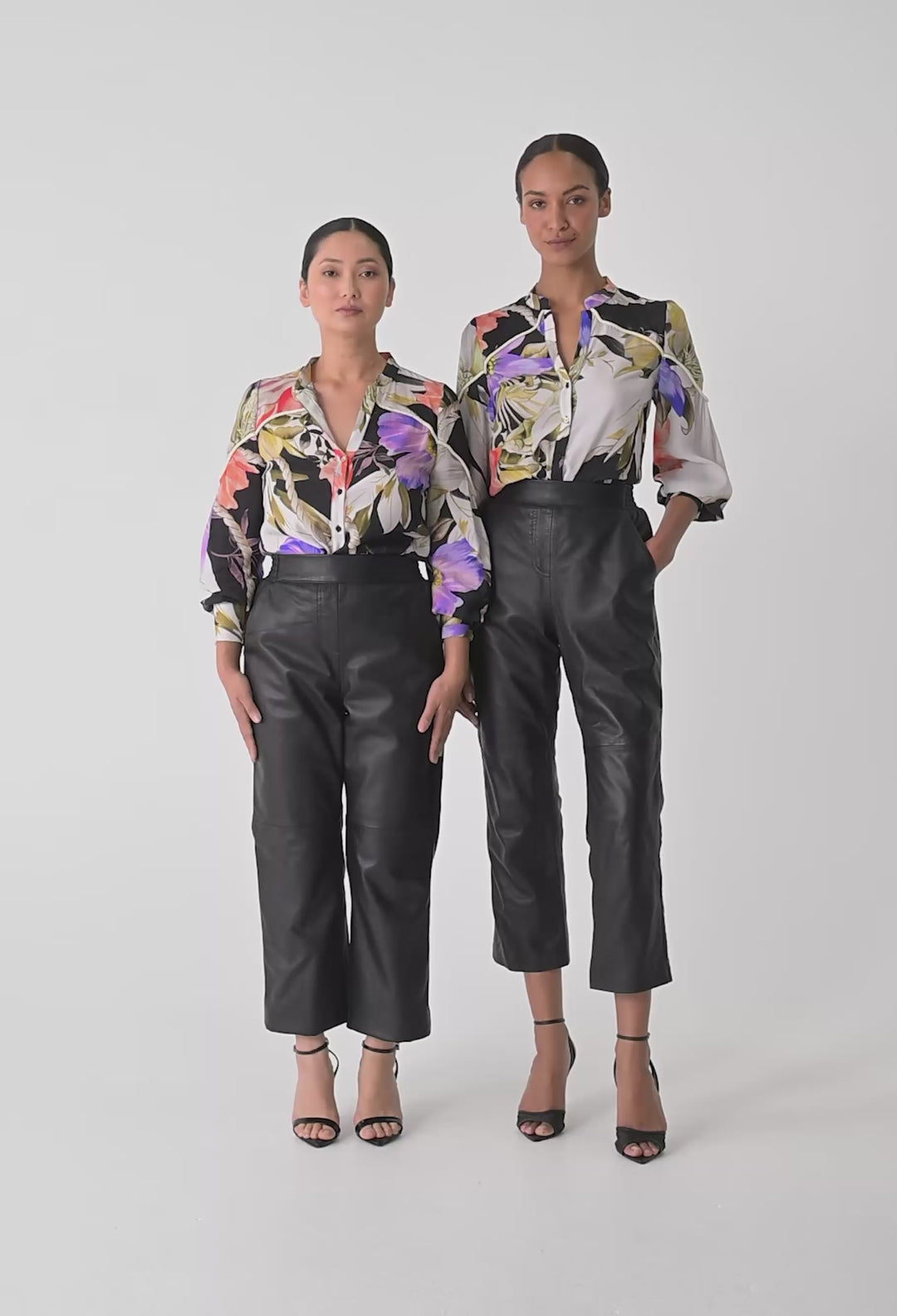 PETITE Montoya Leather Straight Leg Pant in Onyx