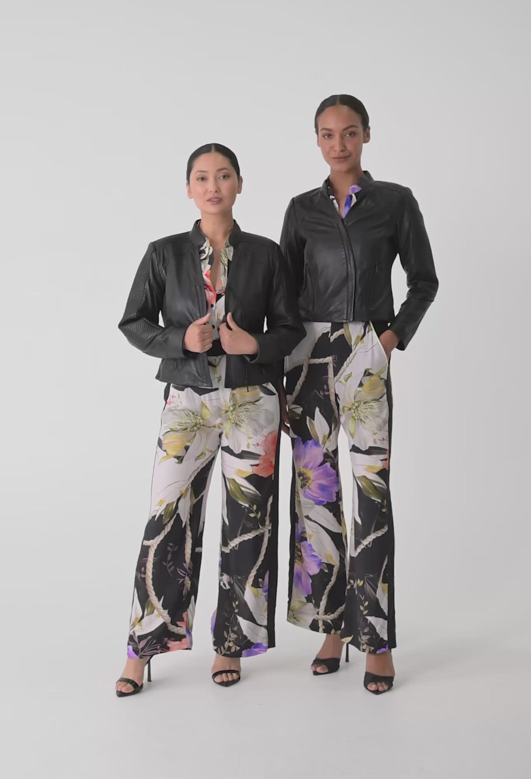 PETITE Blaire Leather Herringbone Stitch Jacket in Black