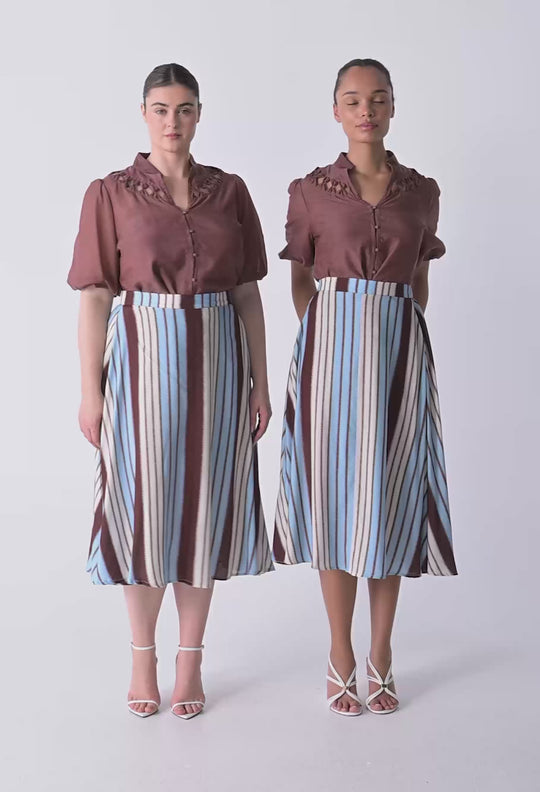 Iris Viscose Blend Skirt in Iridescent Stripe