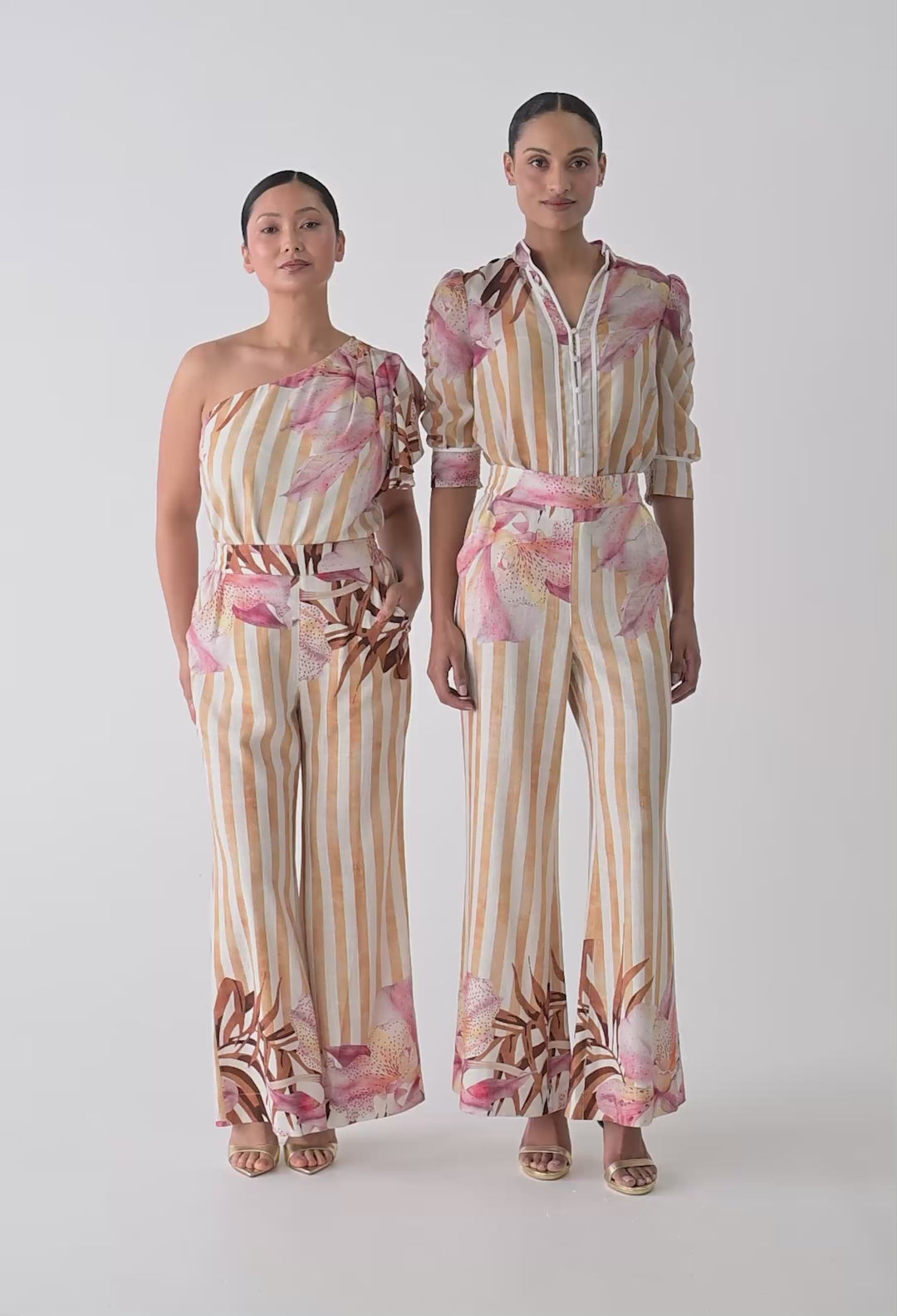 UNDER 5'4 Willow Linen Viscose Half Elastic Waist Pant in Golden Promenade