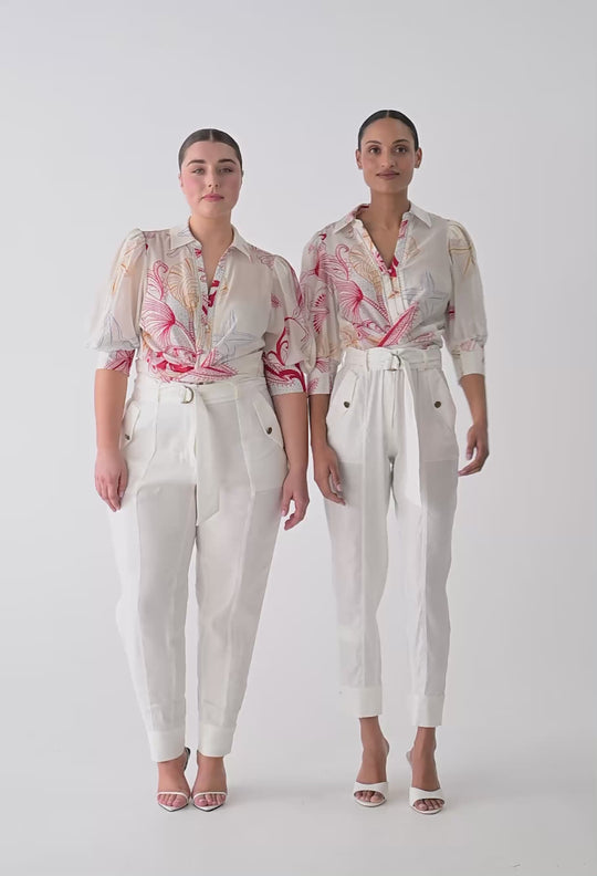 Gwen Cotton Silk Lace Trim Shirt in Maritime Jewel