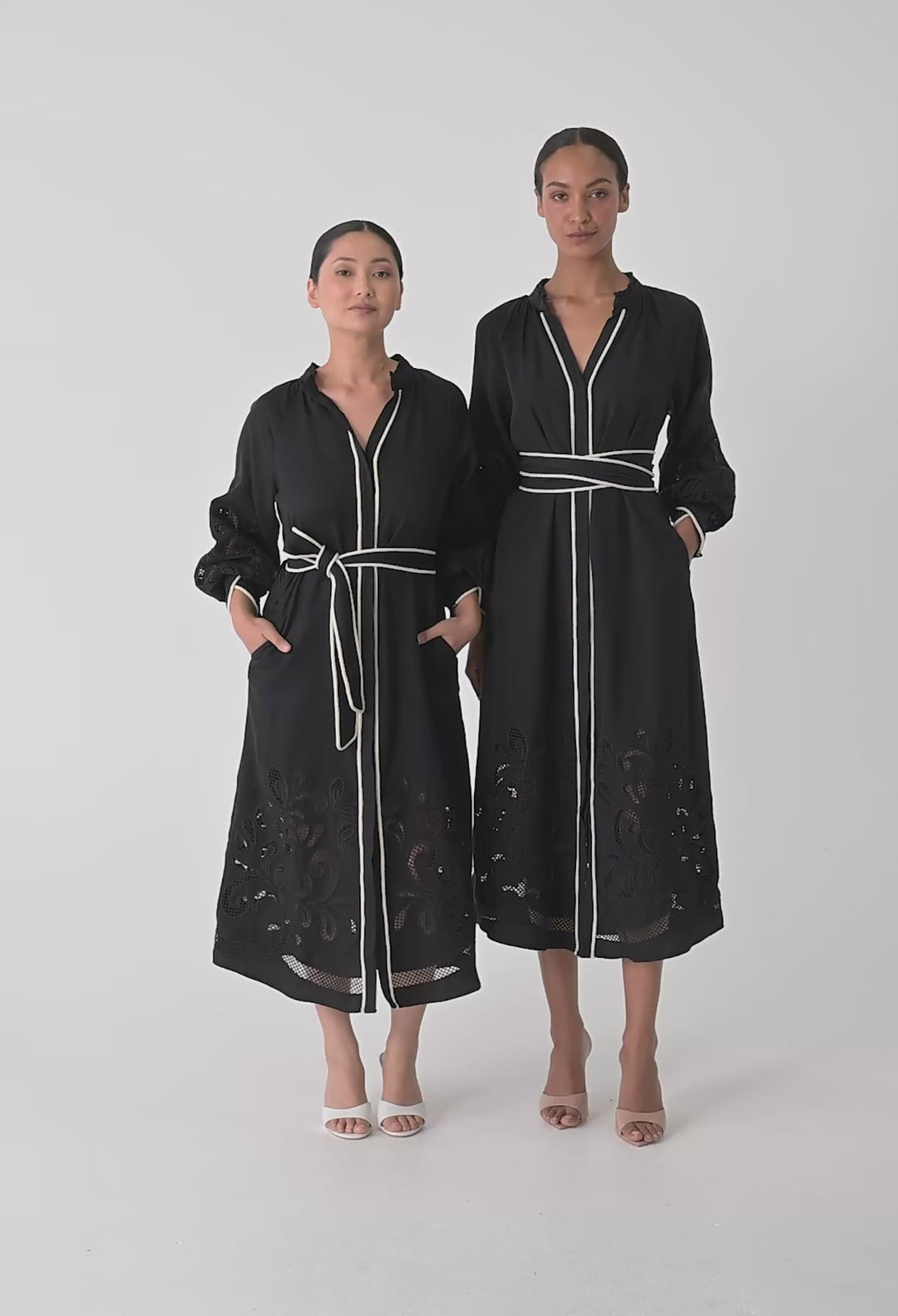 PETITE Rhea Embroidered Tencel Maxi Dress in Black