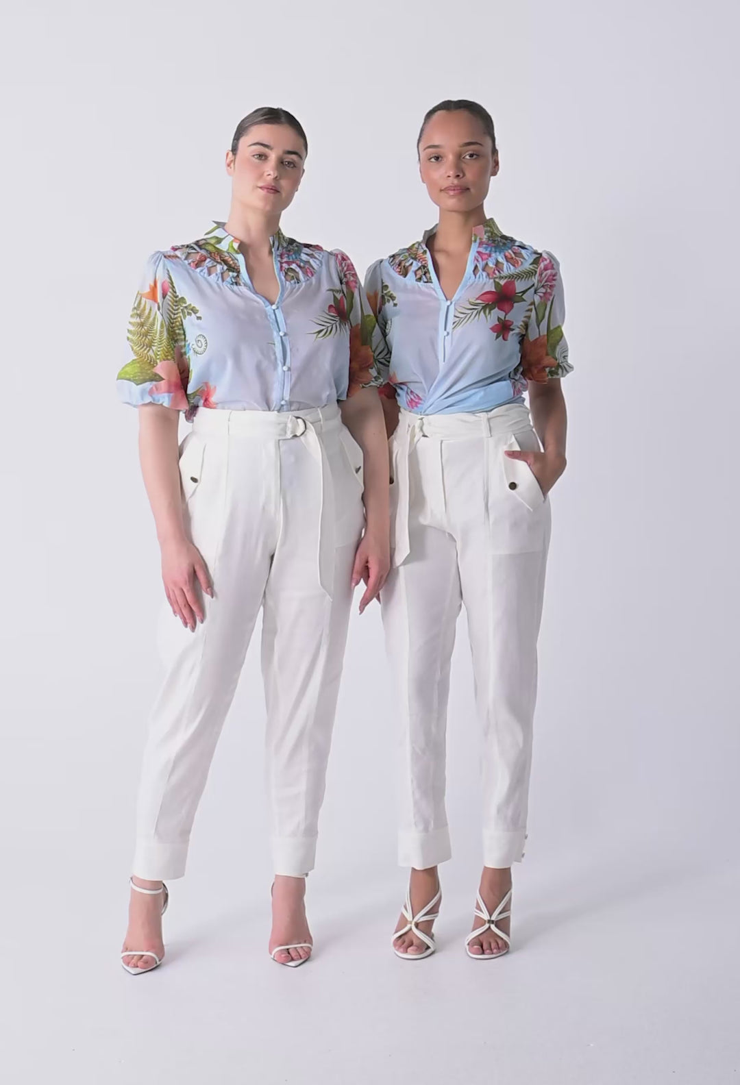 Coralie Cotton Silk Smock Blouse in Bloomscape