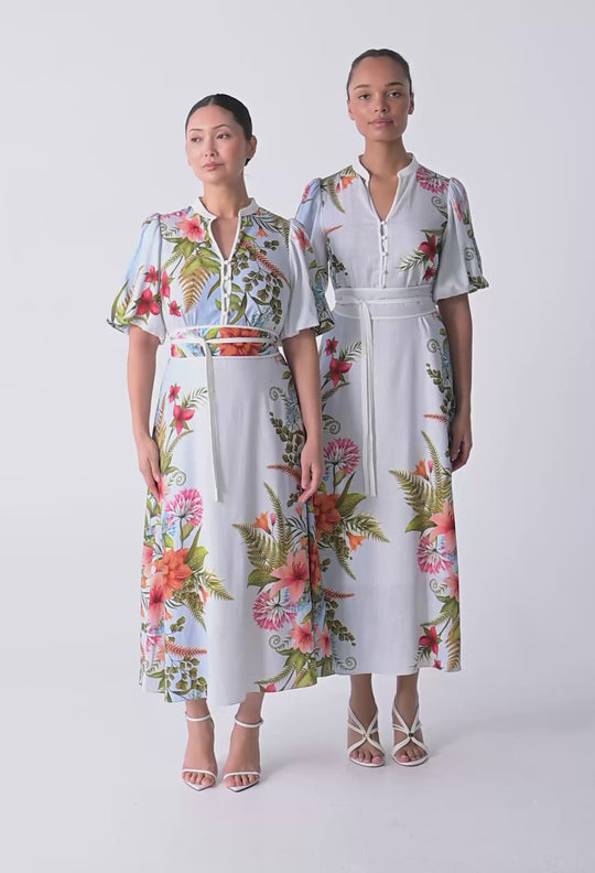 UNDER 5'4 Fleur Viscose Blend Print Dress in Bloomscape