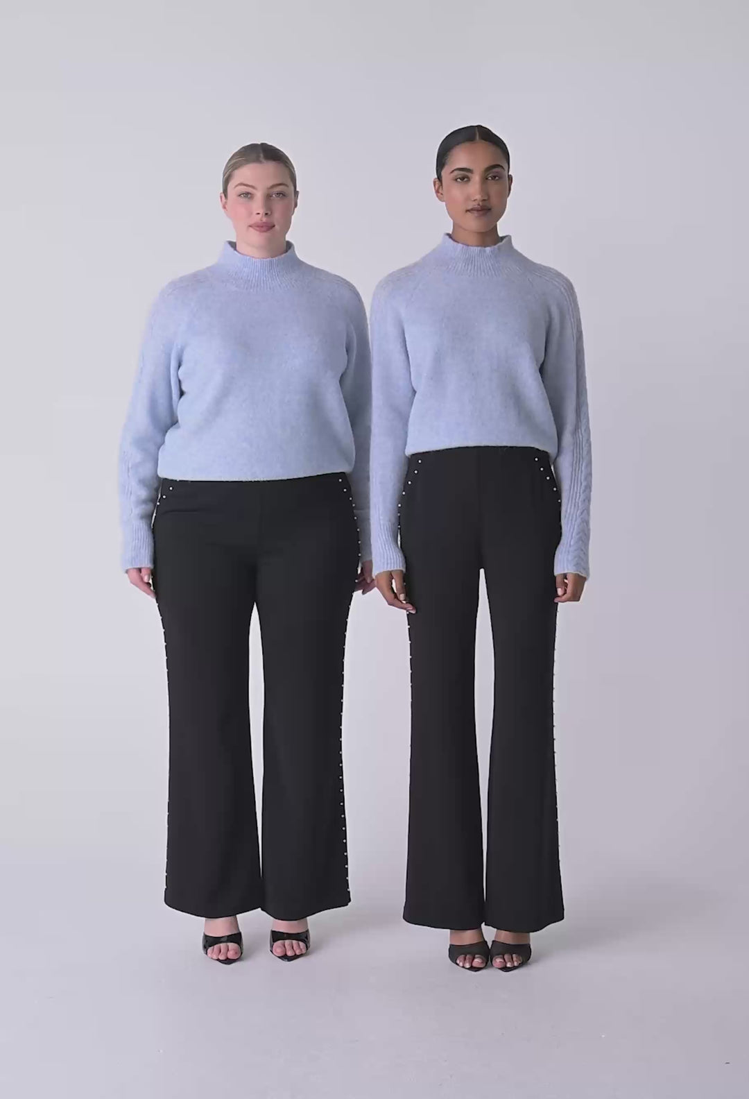 OnceWas Savanna Alpaca Blend Fluffy Sweaters in Blue Frost