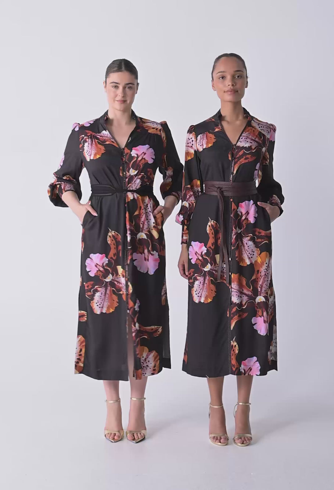 Meredith Viscose Column Midi Dress in Sunset Orchid