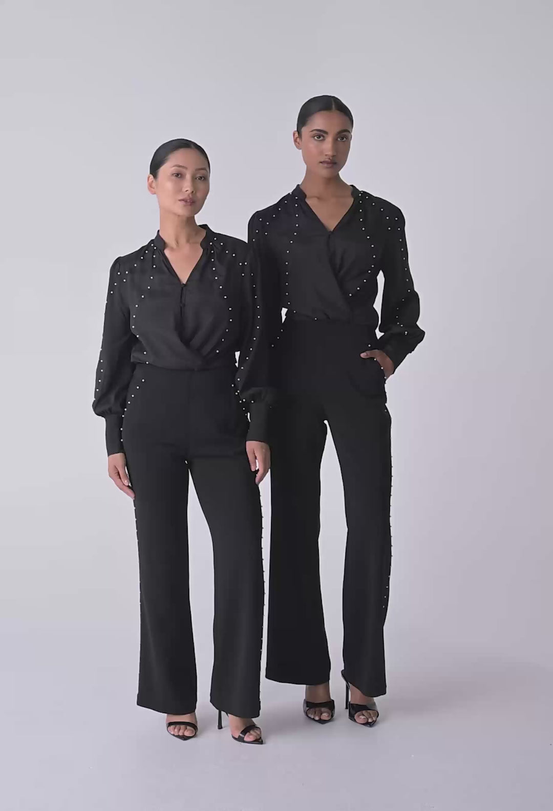 UNDER 5'4 Marcela Pearl Embellished Viscose Stretch Blazer in Black