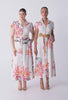 OnceWas Cattleya Linen Viscose Smock Maxi Dress in Nautilus Bloom