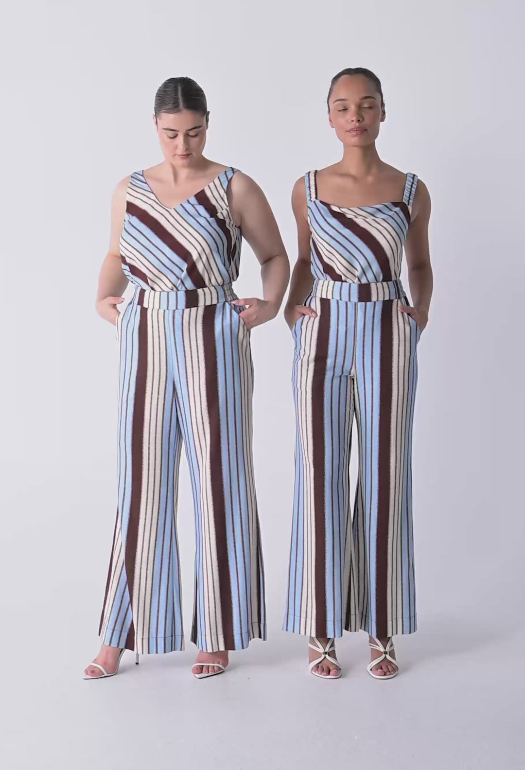 Delray Reversible Cupro V-neck Cami in Iridescent Stripe
