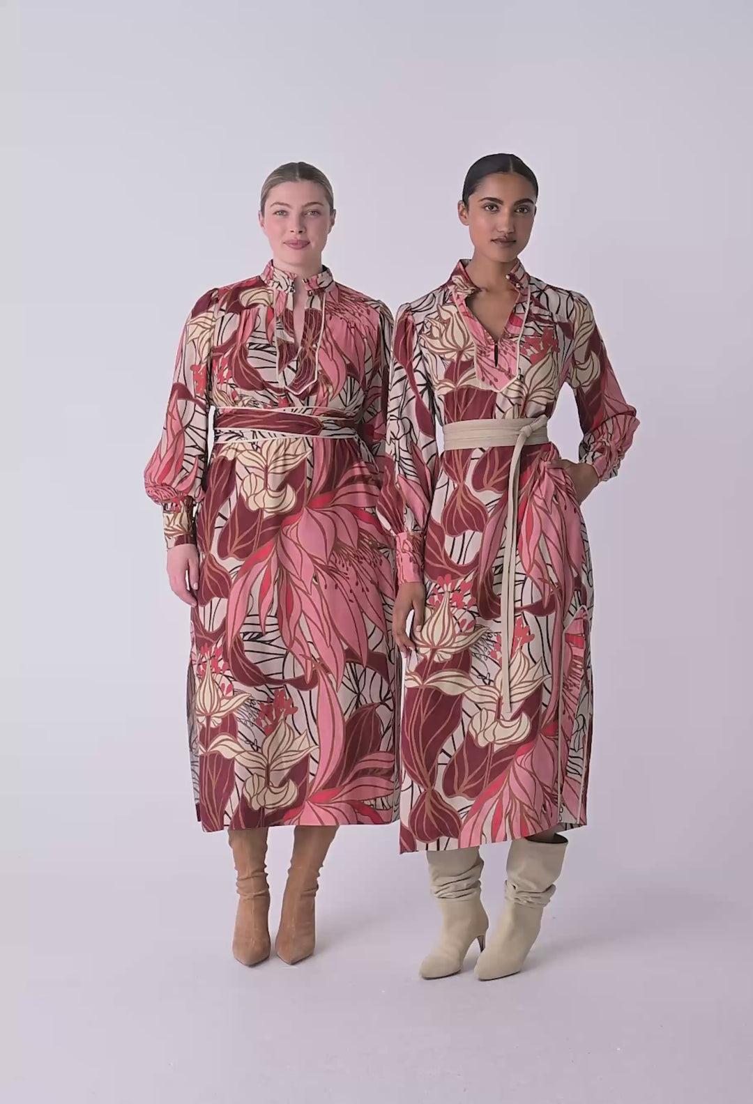 Edith Viscose Blend Printed Column Midi Dress in Cathedral Botanic