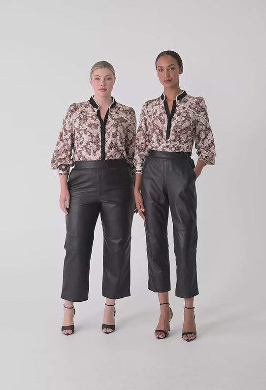 Montoya Leather Straight Leg Pant in Onyx