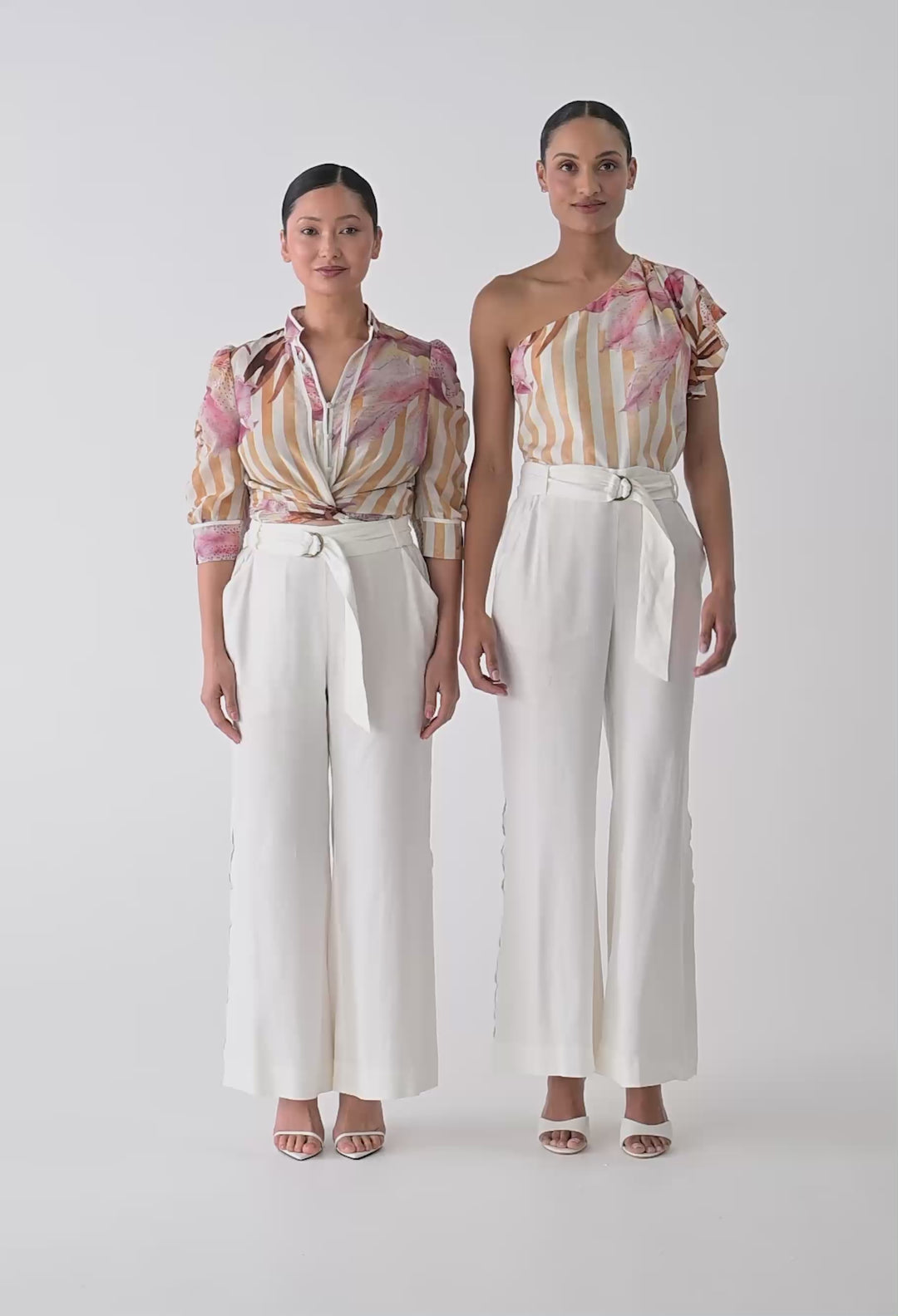 UNDER 5'4 Kayla Stretch Linen Viscose Embroidery Pant in Ivory