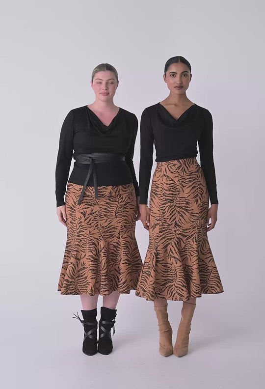 OnceWas Milda Lyocell Stretch Cowl Top in Black