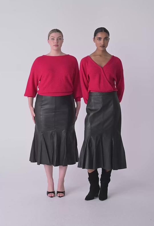 Clarissa Merino Wool Reversible Knit Top in Rouge