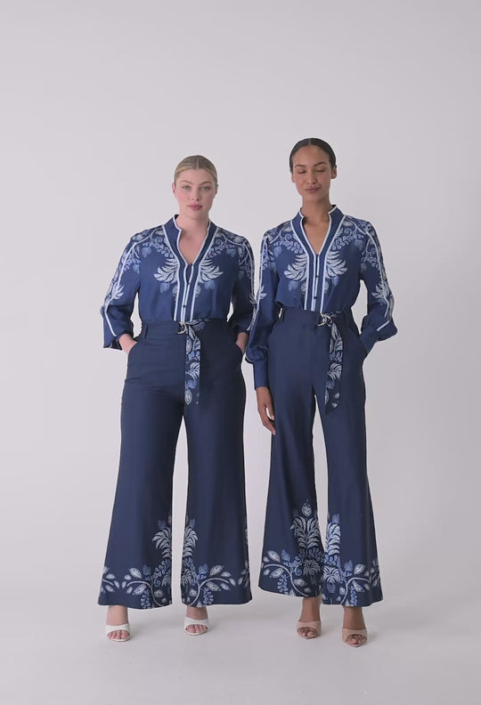 OnceWas Asher Linen Viscose Shirt in Moonlit Batik