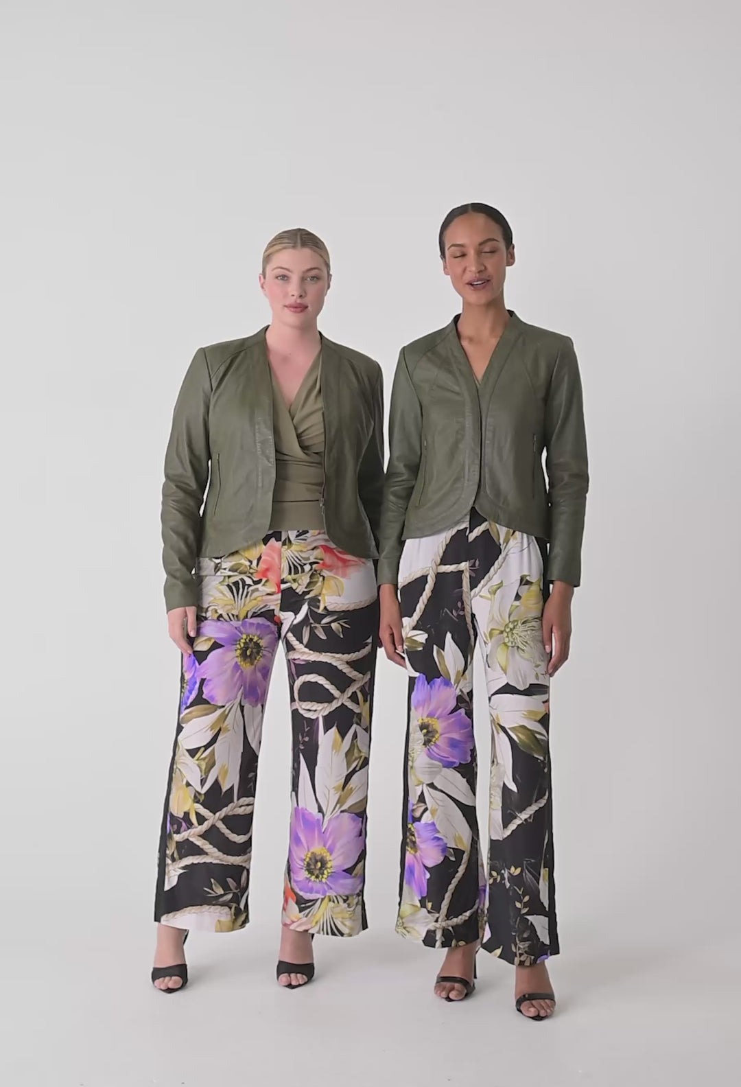 Nova Leather Curved Hem Jacket in Moss