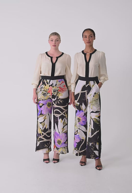 OnceWas Iris Pleated Cuff Silk Blouse in Cloud