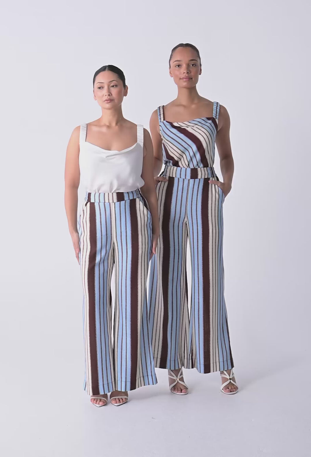 UNDER 5'4 Willow Linen Viscose Pant in Iridescent Stripe