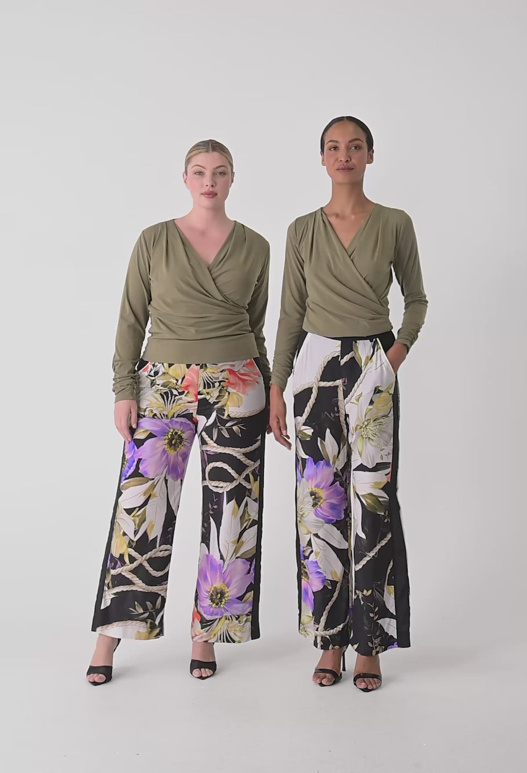 OnceWas Aster Lyocell Stretch Wrap Top in Dusty Olive