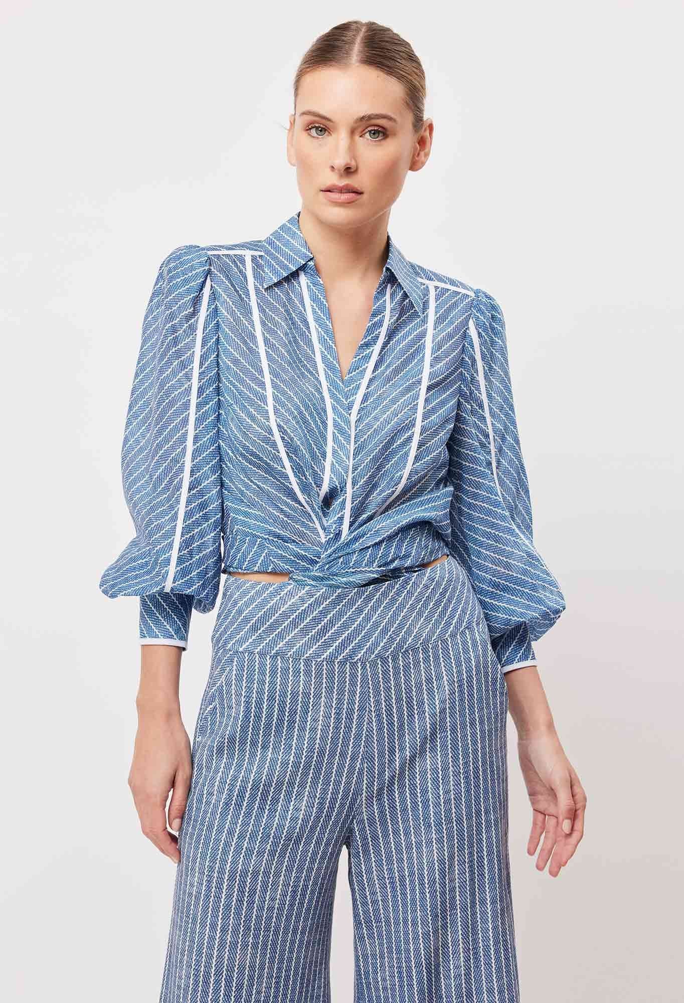 OnceWas Laguna Cotton Silk Binding Detail Shirt
