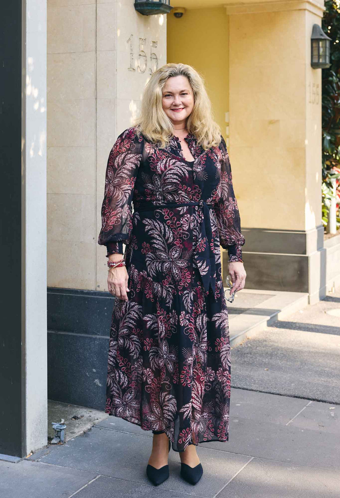 Solana Viscose Chiffon Midi Dress in Torera Rosa