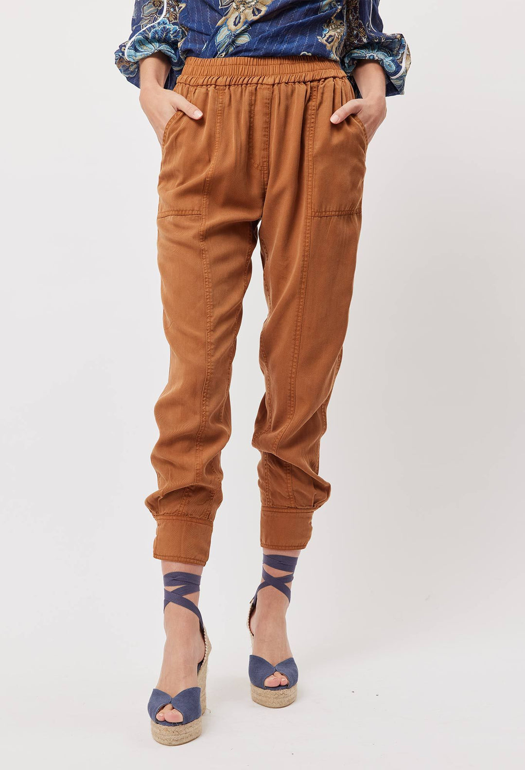 Tulum Tencel Press Stud Jogger in Bronzed