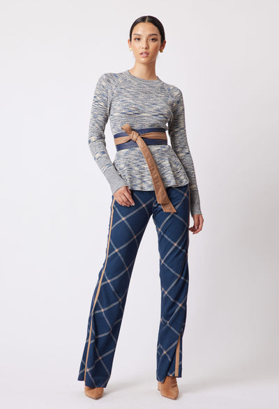 OnceWas Harmony Viscose Knit Top in Navy Pampas 
