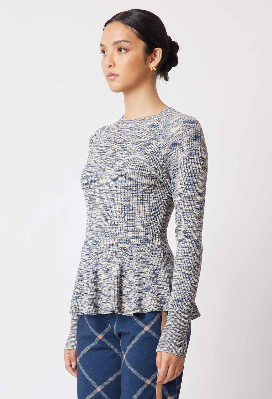 OnceWas Harmony Viscose Knit Top in Navy Pampas 